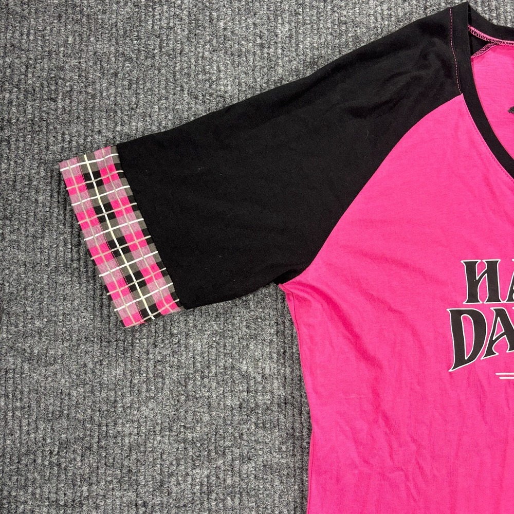 Harley Davidson Baseball T V Neck Shirt Women XL Pink Embroidered Charleston SC - Picture 3 of 13